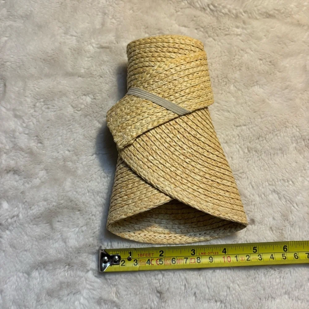 🇺🇸 NEW Visor Tan Woven Hat Straw Fold-Up Travel Beige Sun Protection